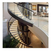 Ascenseur panoramique rond sur mesure haut de gamme en verre doré pour villa résidentielle