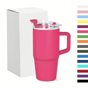 Nouveauté : Gobelets isothermes en acier inoxydable de 22 oz avec revêtement en poudre colorée, avec poignée et couvercles anti-fuite, pour enfants, idéal comme cadeau - Product Image 4