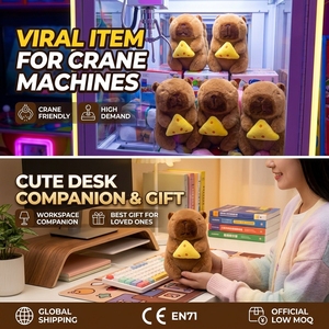 Peluche Capybara douce de 8 pouces, jouet en peluche, poupée animale en peluche tenant une tranche de <span class=keywords><strong>fromage</strong></span>, prix de machine d'arcade de centre commercial, stock direct usine - Product Image 4