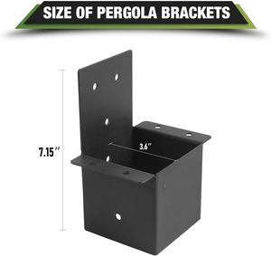 Supports de <span class=keywords><strong>pergola</strong></span> <span class=keywords><strong>Connecteur</strong></span> 4x4 Supports de poteau de chevron à montage mural Supports de kit de <span class=keywords><strong>pergola</strong></span> de gazebo pour poteaux de garde-corps de terrasse en bois - Product Image 2