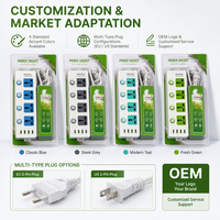 Multiprise universelle OEM en gros, 4 prises CA, 3 ports USB Type C, interrupteurs séparés, pour bureau, studio, jeux, concentrateur d'alimentation de bureau