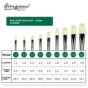 Pincel de cerdas de cerdo de cabeza plana <span class=keywords><strong>Giorgione</strong></span>, paquete individual, mango largo de plástico, para pintura al óleo y gouache, ideal para estudiantes de arte. - Product Image 5
