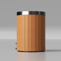 Baignoire de récupération à froid en cèdre rouge Ambohr Red Pine, forme ronde, avec revêtement en acier inoxydable 304, avec marchepied/refroidisseur