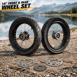 HSKabin Kenda 14 Inch Road <b>Wheel</b> Set Tubeless Tyre New for Dirt Bike Front Rear 90/90-14 Black Spoke with Rotor Sprocket - Product Image 5