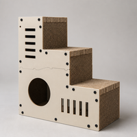 YAOYUE Meow Le Ladder, griffoir pour chat en carton ondulé à 3 niveaux, 57x54x24cm