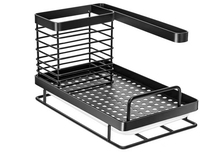 Support de rangement adhésif sans perçage en acier inoxydable chromé pour évier de cuisine, porte-éponge pour évier