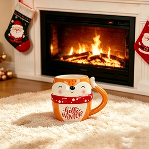 Mug en céramique avec inscription « Hello Winter » et motif écharpe rouge, cadeau de Noël pour boire <span class=keywords><strong>du</strong></span> <span class=keywords><strong>café</strong></span> ou <span class=keywords><strong>du</strong></span> thé, décoration d'intérieur - Product Image 1