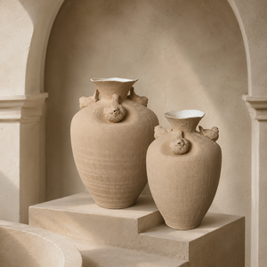 Vaso in Ceramica Beige Sabbia con Decorazione di Uccello in Rilievo, Vaso Decorativo Texturizzato <span class=keywords><strong>per</strong></span> Soggiorno e Arredamento Casa - Product Image 2