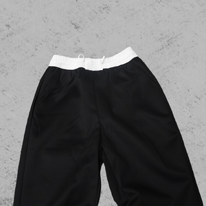 Pantalon large noir à cordon de serrage, taille élastique, style décontracté oversize pour femme - Product Image 3