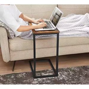 Mesa auxiliar industrial en forma de <span class=keywords><strong>C</strong></span> de madera maciza, mesa de centro pequeña para sofá cama, comedor, escuela o muebles de Hotel - Product Image 6