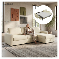 Canapé-lit pliant multifonction en tissu en forme de L avec matelas convertible et rangement pour appartement et hôtel
