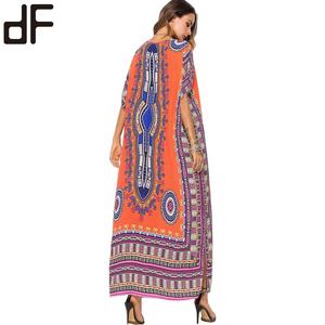 Abiti Hot Boho da <span class=keywords><strong>donna</strong></span> eleganti abbigliamento Casual taglio dritto vestito caftano da spiaggia Vestidos abito stampa <span class=keywords><strong>tunica</strong></span> caftano da spiaggia - Product Image 2