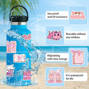 สติกเกอร์ตกแต่งลายการ์ตูนโฮโลแกรมเลเซอร์สีชมพูวัสดุพีวีซีไวนิล 60 ชิ้น สำหรับตกแต่งหนังสือ อ่านหนังสือ วันหยุด - Product Image 5