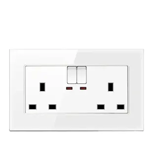 Hot Sell 146mm*86mm On-Off Control LED Indicator UK Standard 13A Wall Switch Power Socket Outlet