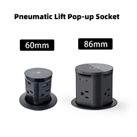 Prise de bureau escamotable avec trou de 86 mm, 2 prises EU, 2 ports USB et chargeur sans fil 15W