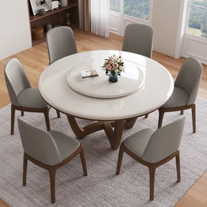 Nordic Marble Dining <strong>Table</strong> and Chairs Modern Round Rotating Wooden <strong>Table</strong> Set for <strong>Small</strong> Household - Product Image 3