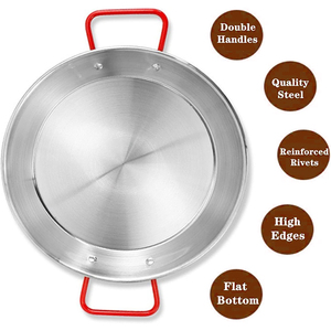 Poêle à paella en acier inoxydable, double poignée, fond plat, antiadhésif, <span class=keywords><strong>plateau</strong></span> <span class=keywords><strong>de</strong></span> cuisson pour <span class=keywords><strong>fruits</strong></span> <span class=keywords><strong>de</strong></span> <span class=keywords><strong>mer</strong></span>, plat <span class=keywords><strong>de</strong></span> service pour fêtes - Product Image 2