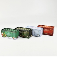 Boîte en fer blanc de 150*65*65mm pour conteneur d'expédition avec impression en relief, petit couvercle métallique pour événements promotionnels et cadeaux, en fer blanc.