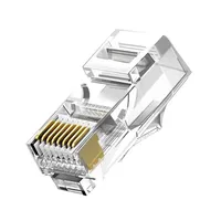 Conector de Cable de Red Ethernet Macho Xunfa A015 RJ45 Gold Flash 3U 15U 50U con Cabeza de Cristal CAT5E CAT6 Sin Blindaje