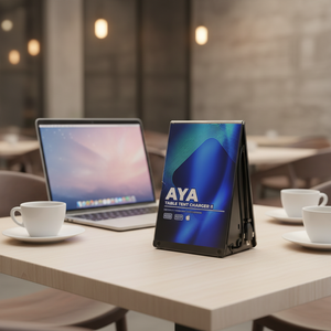 Stazione di ricarica desktop Y2 Power <span class=keywords><strong>AYA</strong></span> II con cavo 3-in-1, personalizzazione opzionale, caricatore compatto per telefono per bar e ristoranti - Product Image 1