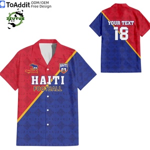 Chemise Hawaïenne Unisexe à Boutons, Nouvelle Collection, Qualité Supérieure, Motif <span class=keywords><strong>Drapeau</strong></span> Polynésien d'Haïti 2026, Style Football, Vente en Gros, Idéale Plage - Product Image 3