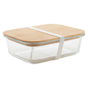 Rectangle 700Ml Glass Food Container Glass Lunch Box Bento Box With Bamboo Lid