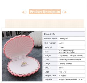 Caja de Joyería de Terciopelo Premium con Diseño de Concha Marina en Rosa, para Guardar Pendientes, Pulseras y Anillos, Marca <span class=keywords><strong>Jiesheng</strong></span>, 9*8.5*4CM - Product Image 6