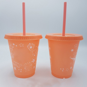 Vendite calde BPA Libero 16 once di Plastica di Colore Cambia Tazze di Acqua Fredda Per Andare Tazza di Caffè di Colore Magico Che Cambia Tazza con Coperchio e Paglia - Product Image 5