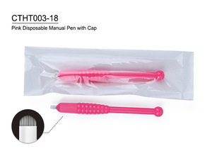 Pluma manual desechable 18U de plástico rosa para microblading, mango para tatuaje de cejas para maquillaje semipermanente - Product Image 4