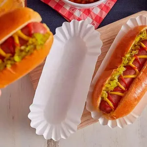 Giấy Hot Dog khay rãnh hình chữ nhật màu trắng rãnh Hot Dog khay dùng một lần Trắng Hot Dog wrappers