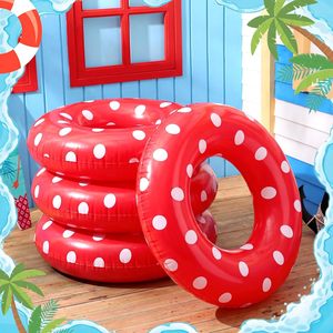 4 Pack Red White Polka Dot <b>Inflatable</b> Swim Rings for Pool Beach - Product Image 4