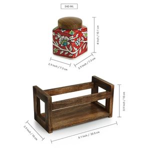 Tarro de miel de vidrio superventas con cucharón de madera y tapa hermética para almacenamiento de miel y jarabe, fácil de servir, disponible para la venta. - Product Image 2
