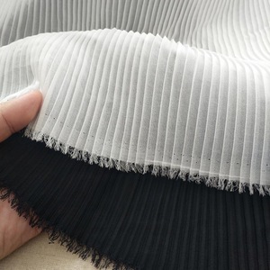 Tela de Chifón Plisada Blanca, Tela de Chifón Arrugada con Pliegues de Acordeón y Perlas para Vestido de Novia, Vestido de Fiesta - Product Image 3