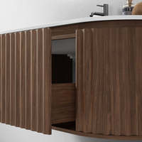 Meuble-lavabo de salle de bain avec miroir mural LED moderne et luxueux en panneau rocheux résistant à l'eau, meuble-lavabo de salle de bain pour hôtel, meuble-lavabo