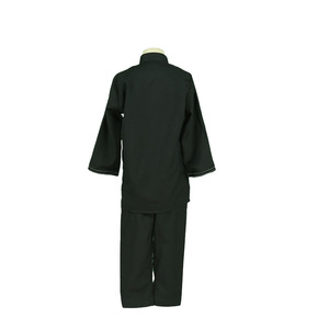 Conjunto de 2 Piezas de Ropa para Niño de Color Negro con Pantalón, Thobe Musulmán de Manga Larga con Cierre Frontal, Jubba - Product Image 3