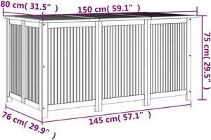 Forziere <span class=keywords><strong>da</strong></span> <span class=keywords><strong>giardino</strong></span> funge <span class=keywords><strong>da</strong></span> panca e <span class=keywords><strong>contenitore</strong></span> per qualsiasi utensile, scatola per cuscini con borsa impermeabile, legno massiccio di Acacia, 150*80*75cm - Product Image 5