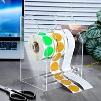 Support de rouleau d'autocollants et d'étiquettes en acrylique à 3 niveaux réglable avec distributeur transparent pour l'organisation des articles ménagers