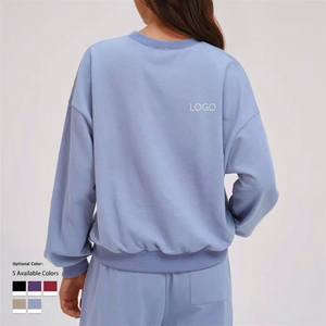 <span class=keywords><strong>Felpa</strong></span> <span class=keywords><strong>Girocollo</strong></span> da Donna in <span class=keywords><strong>Pile</strong></span> Autunno/Inverno a Maniche Lunghe Vestibilità Ampia Traspirante Eco-Friendly Poliestere/Cotone ODM Frontale - Product Image 2