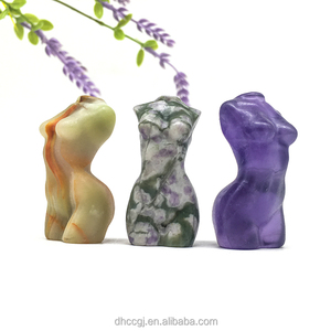 Vente en gros de quartz rose naturel de 2 pouces, corps féminin sculpté à la main, sculpture de <span class=keywords><strong>femme</strong></span> nue, agate mousse Reiki pour décoration - Product Image 3