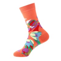 Chaussettes en coton pour femmes, respirantes, à motif floral, élégantes, pour usage quotidien, avec logo sur le corps, vente en gros