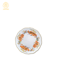 Vaisselle en céramique à motifs floraux vintage français, bord doré, assiettes à motifs floraux pour mariage