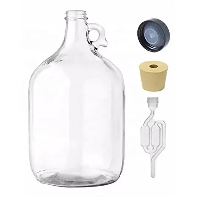 フルーツワイン、ビール、飲料用の大きなガロンのガラス瓶小さなイヤリング付きのガラス瓶