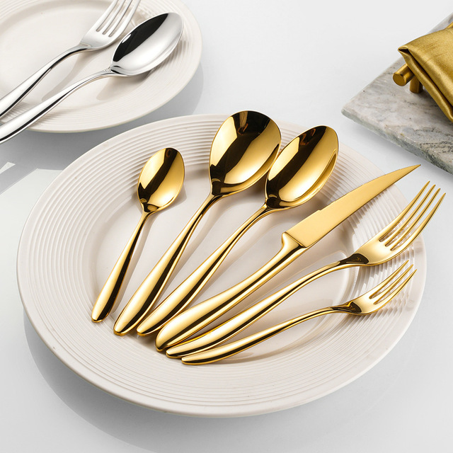 Metal Bulk Catering Spoon Fork Knife 304 Stainless Steel Gold Flatware Set Wedding Hotel Restaurant Cutlery Set