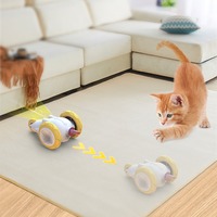 Juguete Automático para Gatos con Plumas, Sensor de Movimiento Inteligente Incorporado, Anti-Atascos de Pelo, Rueda Desmontable, Diseño de Caja de Dibujos Animados, Material ABS, Venta al Por Mayor