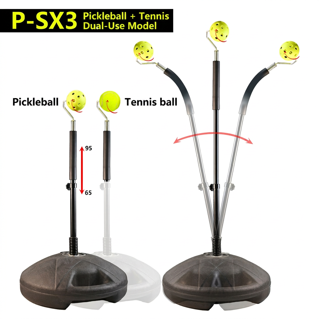 Pickleball Trainer, Indoor & Outdoor Height Adjustable Practice Machine, Pickleball Swing Trainer