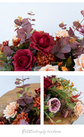Centre de table en fleurs artificielles foncées de style européen pour table basse, restaurant, boutique et décoration de vitrine