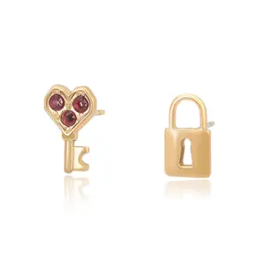 A00901686 xuping jewelry Novel Design Fashion Romantic Heart Key Ruby Lock 14k Gold Plated Earrings