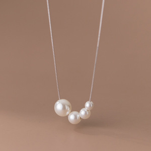 Collar de Plata de Ley S925 con Doble Capa de Perlas de Plata Triturada, Estilo Coreano, Producto Y01191 - Product Image 4