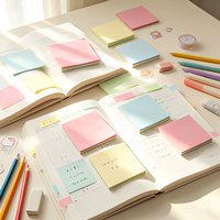 KINGPIN PSN028 Bloc-notes autocollants en papier Morandi avec impression de logo personnalisé, bloc-notes carré de 75 mm pour le bureau, l'école, la maison