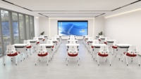 Chaise d'école ergonomique à dossier double mobile et pliable pour salle de classe intelligente